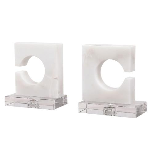 Clarin Bookends - Set of 2 - White/Gray