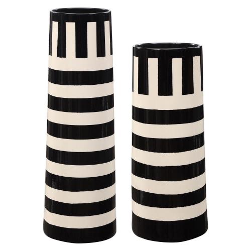 Amhara Vases - Set of 2 - Black/White
