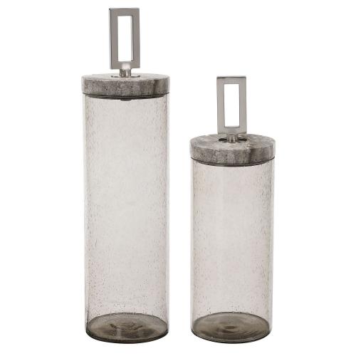 Carmen Seeded Glass Containers - Set of 2