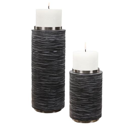 Strathmore Candleholders - Set of 2 - Stone Gray