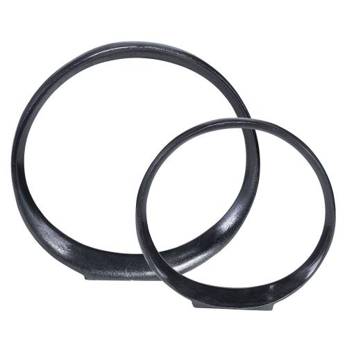 Orbits Ring Sculptures - Set of 2 - Black