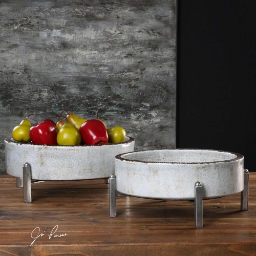 Essie Pale Gray Bowls - Set of 2