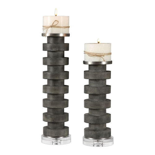 Karun Concrete Candleholders - Set of 2
