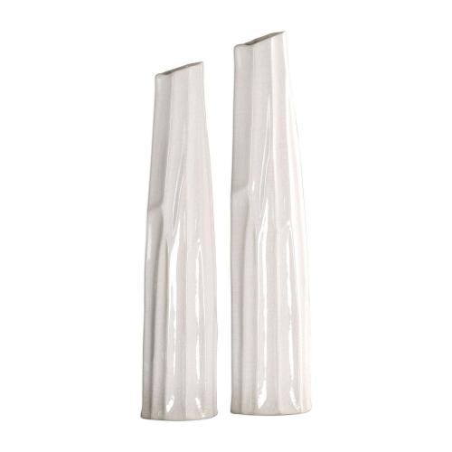 Kenley Crackled Vases - Set of 2 - White