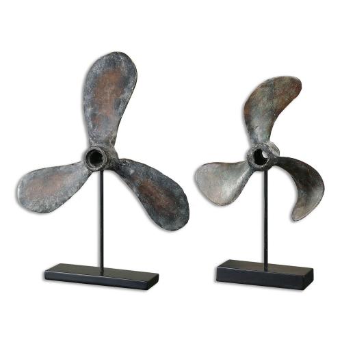 Propellers Sculptures - Set of 2 - Rust
