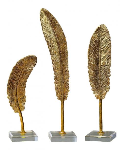 Feathers Sculpture - Set of 3 - Gold