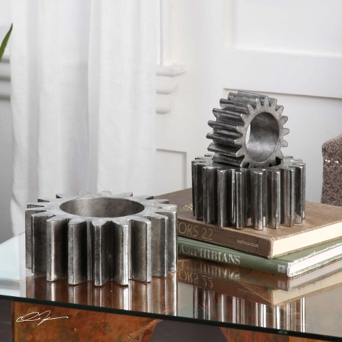 Gears Silver Sculpture - Set of 3