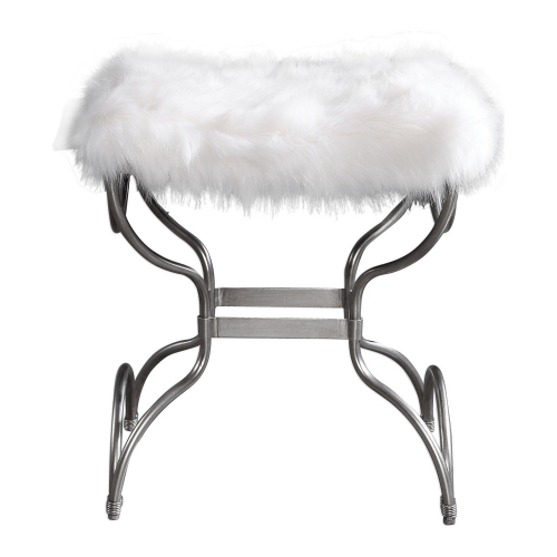 Channon Small Bench - White Fur