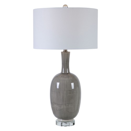 LeAnna Crackle Table Lamp - Gray