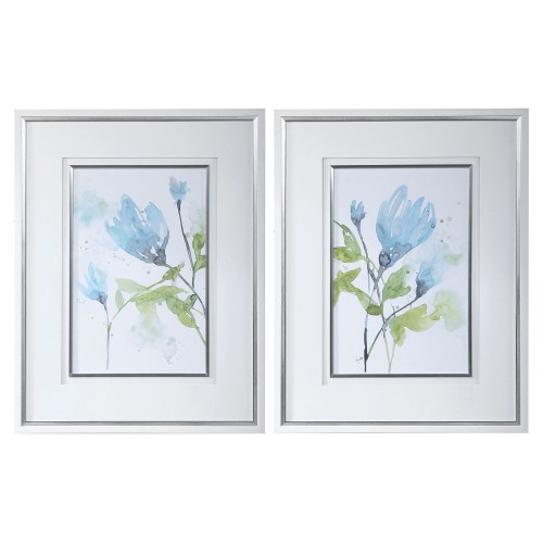 Cerulean Splash Floral Prints - Set of 2