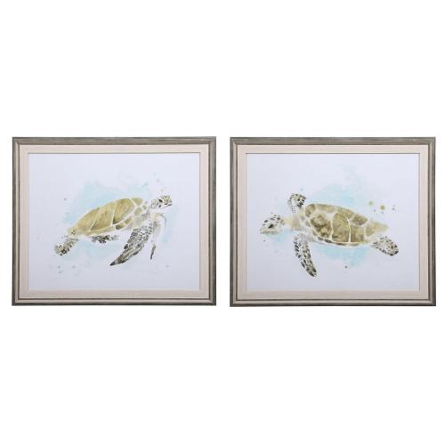 Sea Turtle Study Watercolor Prints - Set of 2