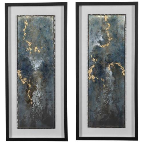 Glimmering Agate Abstract Prints - Set of 2