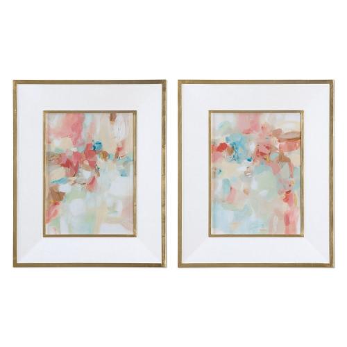 A Touch Of Blush And Rosewood Fences Art - Set of 2