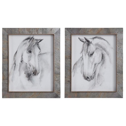 Equestrian Watercolor Framed Prints - Set of 2