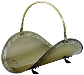 21 Inch Antique Brass Filigree Woodbasket-Uniflame